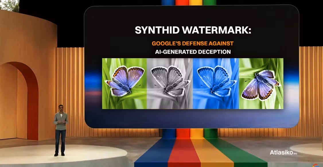 Mỗi sản phẩm AI sẽ được gắn watermark kỹ thuật số SynthID để phân biệt ảnh thật - giả.