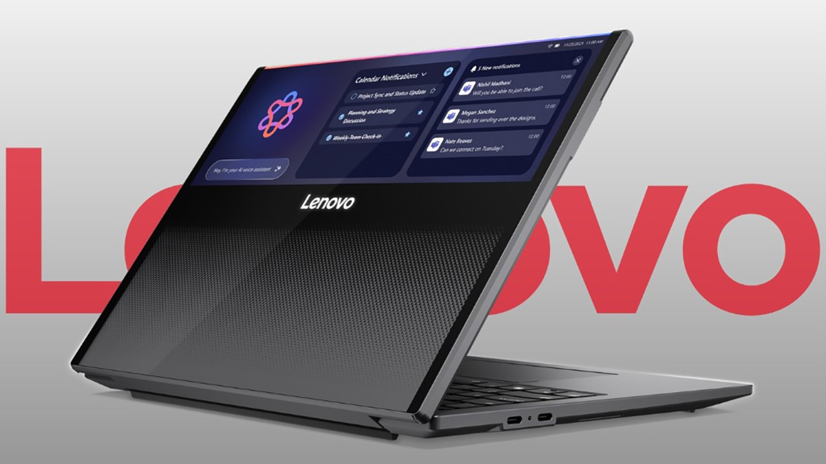 Lenovo còn thiết kế phần nắp xuyên thấu, để lộ mô-tơ và ròng rọc vận hành dưới lớp kính Gorilla Glass Victus 2 đầy ấn tượng.