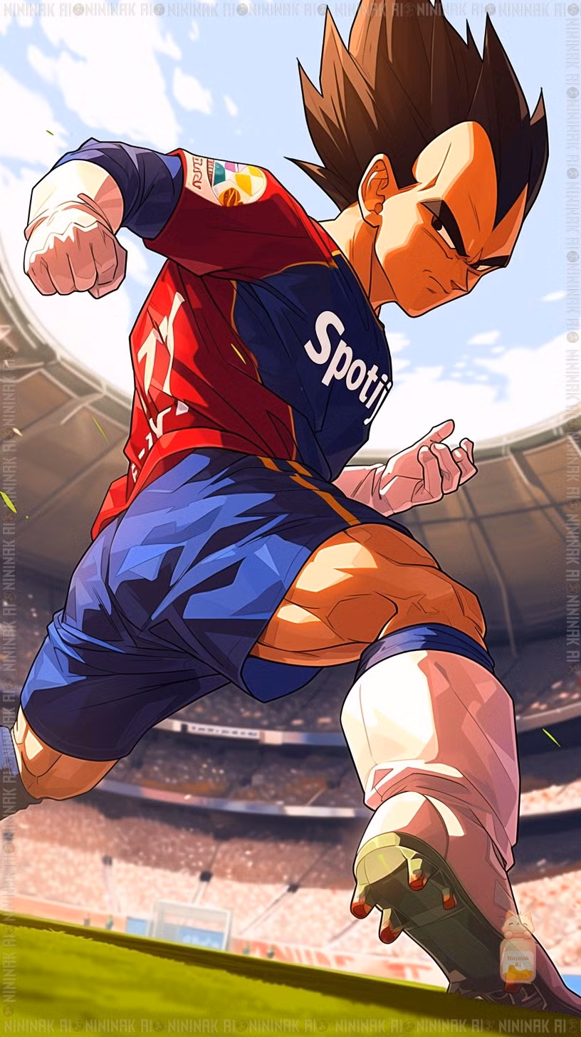 Vegeta và Ichigo mang đến phong cách tấn công mãnh liệt, sút bóng như ra chiêu tối thượng.