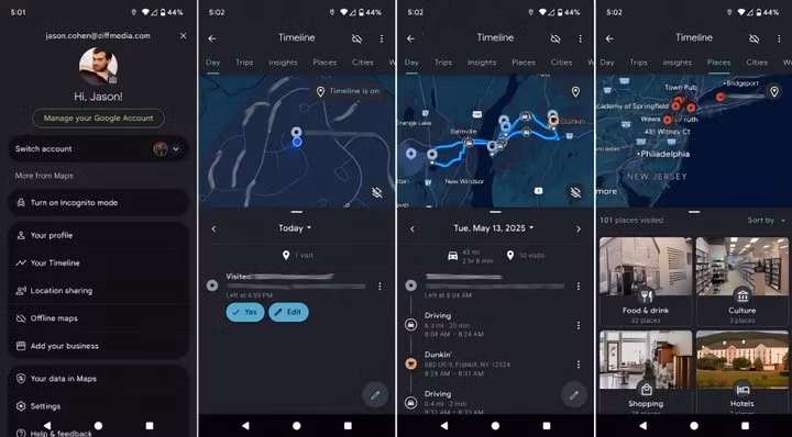 Một bước quan trọng khác là kiểm soát Google Maps Timeline, nơi ghi lại chi tiết vị trí và hành trình di chuyển. (Nguồn: PCMag)