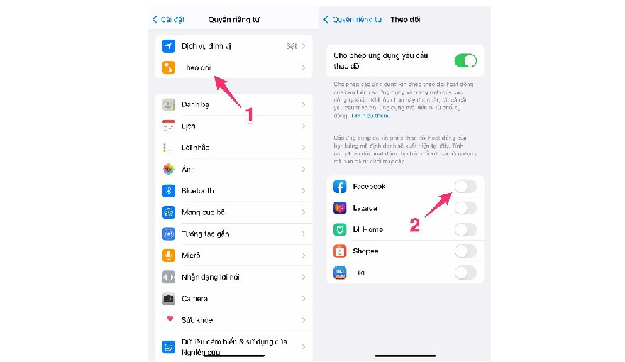 Thiết lập đầu tiên nên thay đổi là tắt quyền theo dõi ứng dụng để ngăn các app thu thập dữ liệu hành vi người dùng.