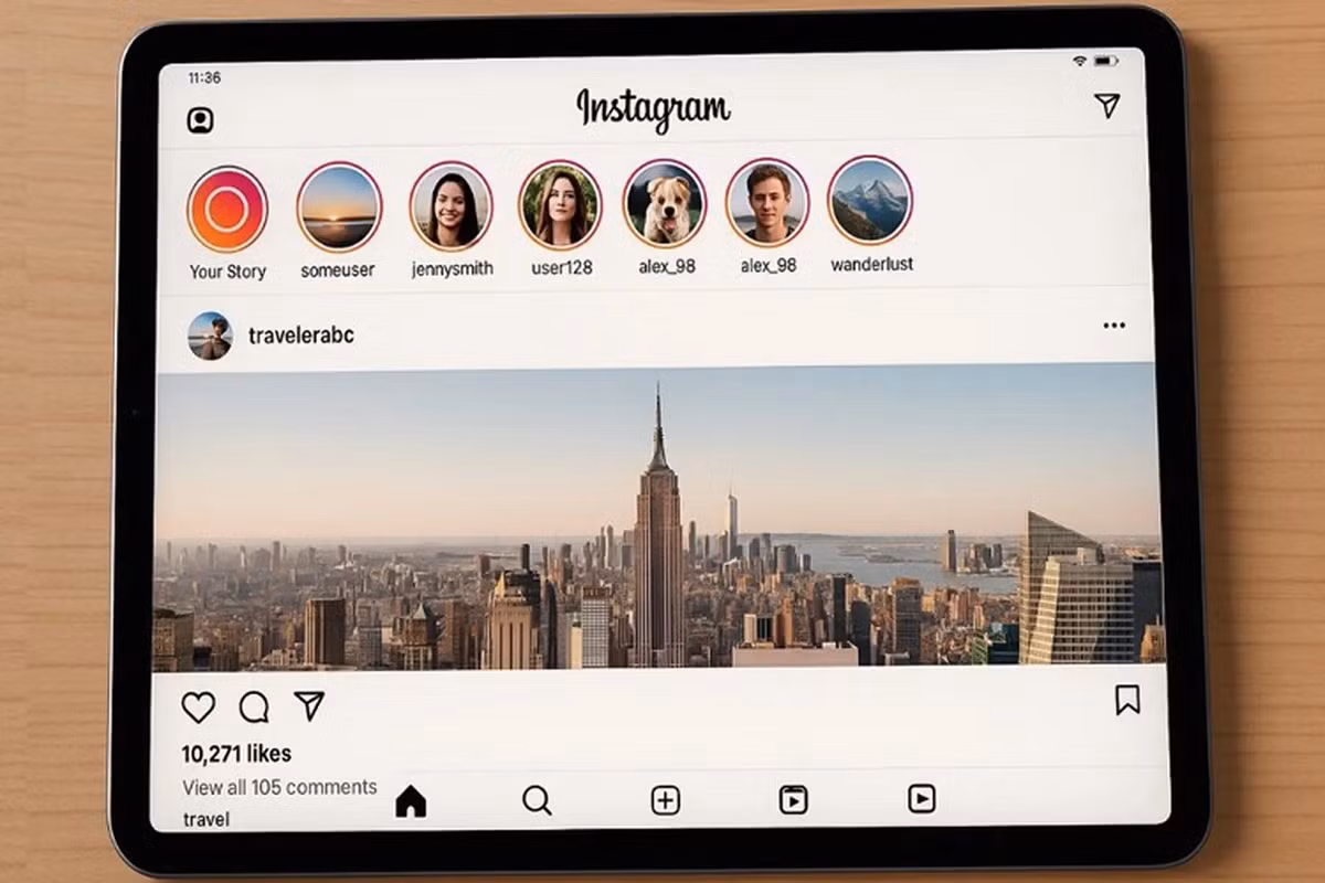 Tab Following cho phép chọn xem All, Friends hoặc Latest theo thời gian.