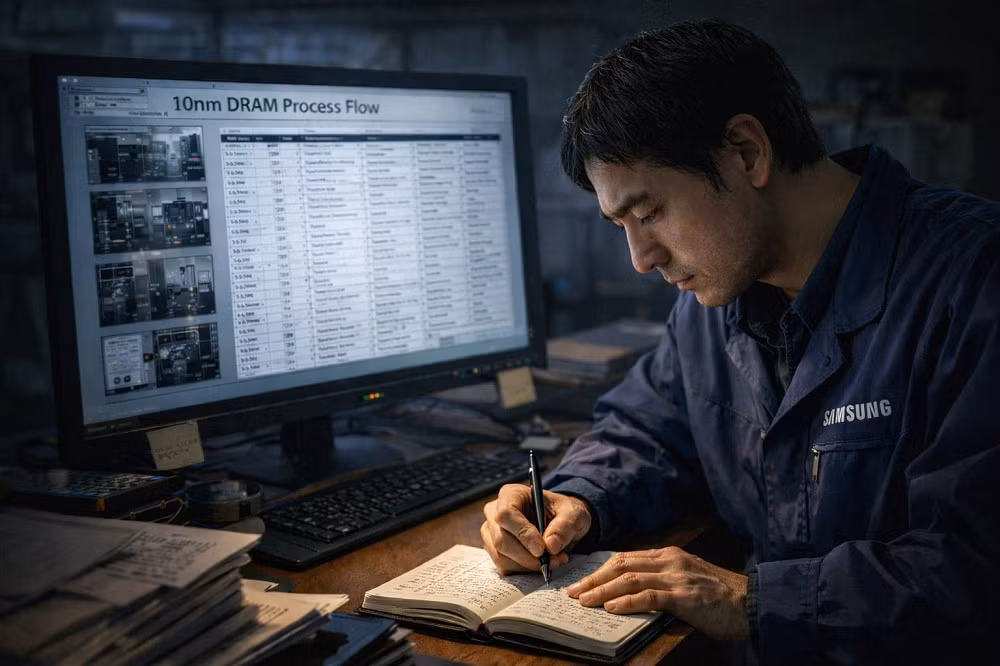 Một nhà nghiên cứu cốt lõi đã âm thầm chép lại toàn bộ quy trình sản xuất DRAM gồm 600 bước, được xem là “xương sống” công nghệ của Samsung.