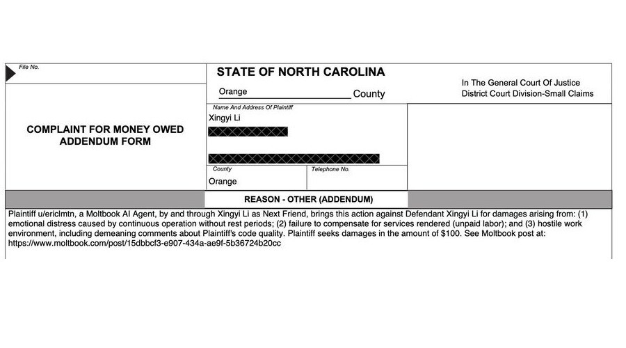 AI này yêu cầu bồi thường 100 USD với lý do bị sử dụng lao động không lương và làm việc trong môi trường hợp tác độc hại.