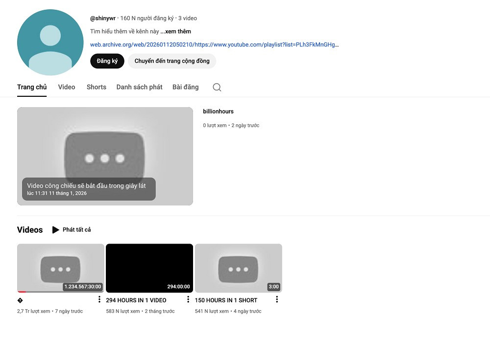 Video này được đăng trên kênh @shinywr, có tiêu đề chỉ là một dấu hỏi và gần như không chứa bất kỳ nội dung hình ảnh hay âm thanh nào.
