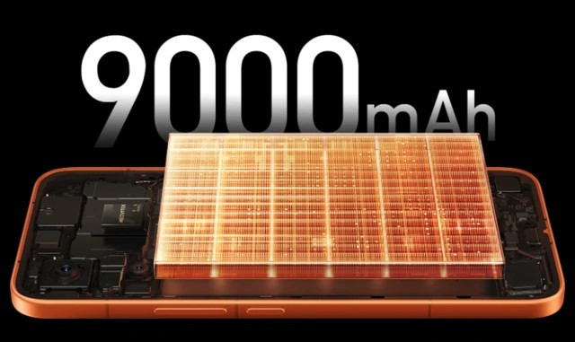 Điểm nhấn lớn nhất của thiết bị là viên pin dung lượng khủng 9.000 mAh, hiếm thấy trên smartphone hiện nay.