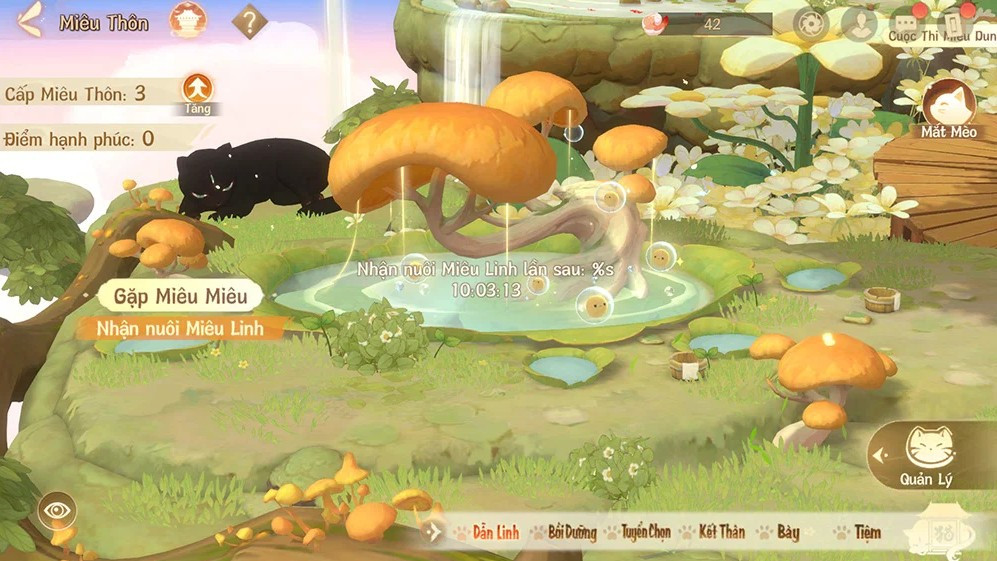 Ngoài chiến đấu, game còn mang đến trải nghiệm thư giãn như xây nhà, nuôi mèo và trồng trọt trong “Đào Nguyên Cư”.