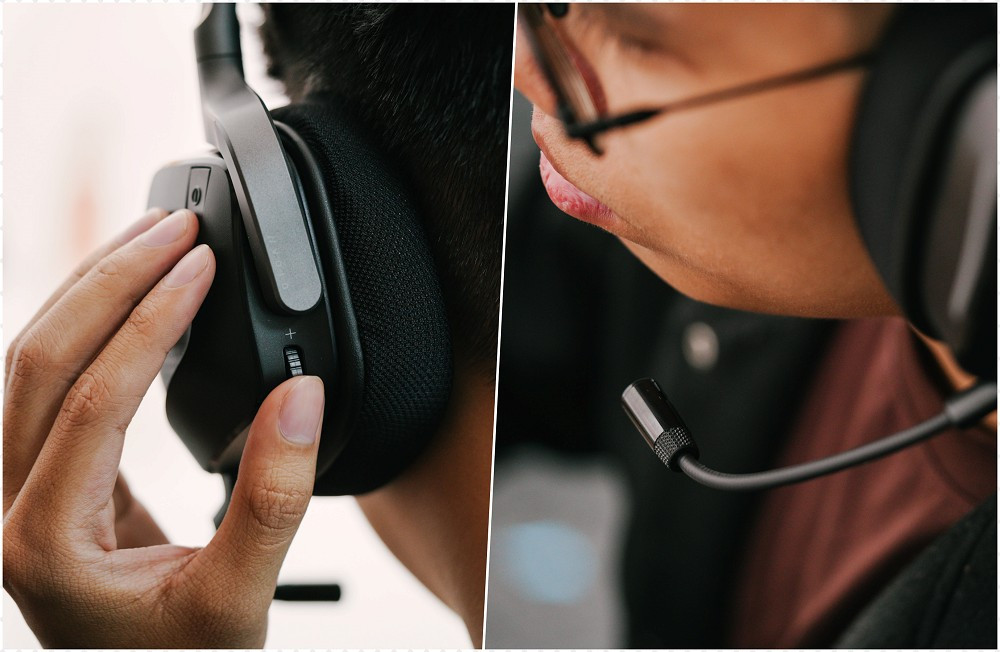 Người dùng có thể ghép đôi đồng thời hai thiết bị và chuyển đổi nhanh bằng nút bấm.(Ảnh: Genk)