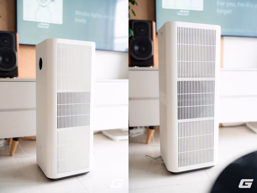 Thiết kế hút gió hai bên với bộ lọc kép đa lớp, kết hợp than hoạt tính và cảm biến formaldehyde riêng biệt.(Genk)