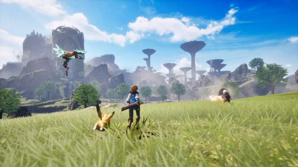 Trailer cho thấy nhân vật cùng đồng hành giống Pikachu phiêu lưu trong thế giới mở.