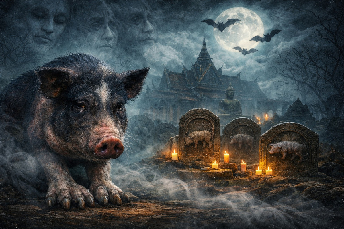 Bí ẩn về heo 5 móng. Ảnh minh hoạ bởi AI.