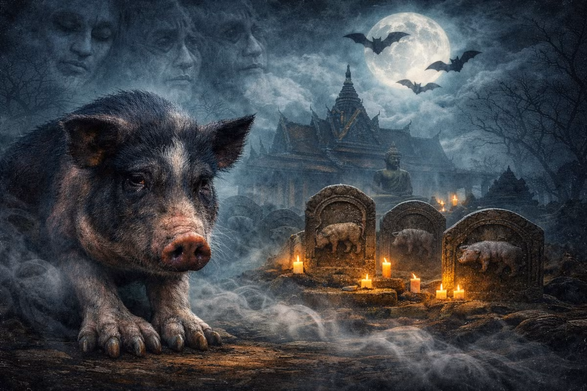 Bí ẩn về heo 5 móng. Ảnh minh hoạ bởi AI.