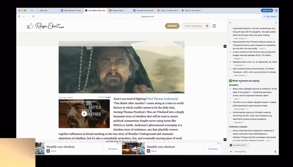 Atlas được xây dựng trên nền Chromium nhưng nổi bật nhờ tích hợp ChatGPT trực tiếp vào trình duyệt, giúp người dùng có thể trò chuyện, tóm tắt hoặc viết nội dung mà không cần mở tab mới.