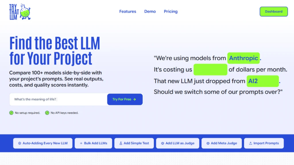 Try That LLM cung cấp 1.000 credit miễn phí để thử nghiệm Gemini 3.1 Pro mà không cần thẻ thanh toán.