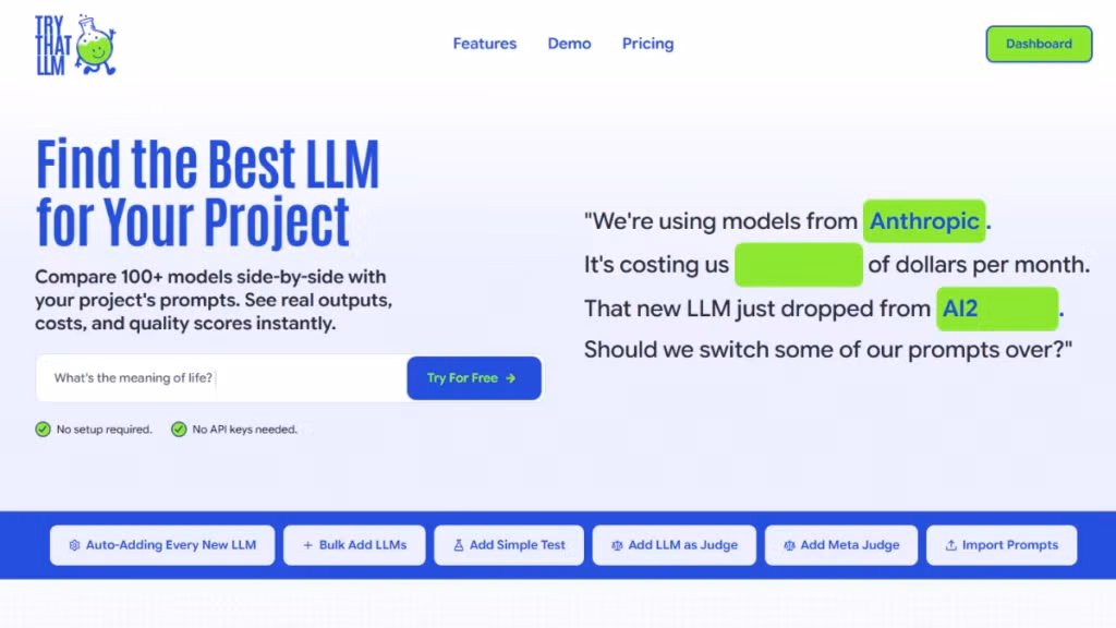 Try That LLM cung cấp 1.000 credit miễn phí để thử nghiệm Gemini 3.1 Pro mà không cần thẻ thanh toán.