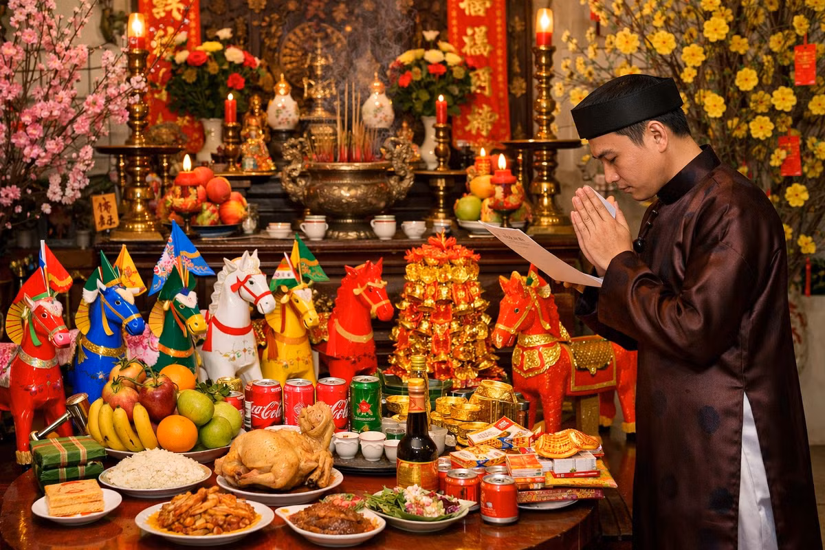 Lễ cúng tạ đất cuối năm. Ảnh AI