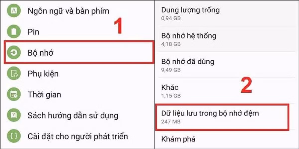 Một trong những cách nhanh nhất để lấy lại dung lượng là xóa bộ nhớ đệm (cache), vốn chỉ là dữ liệu tạm và không ảnh hưởng đến trải nghiệm ứng dụng.