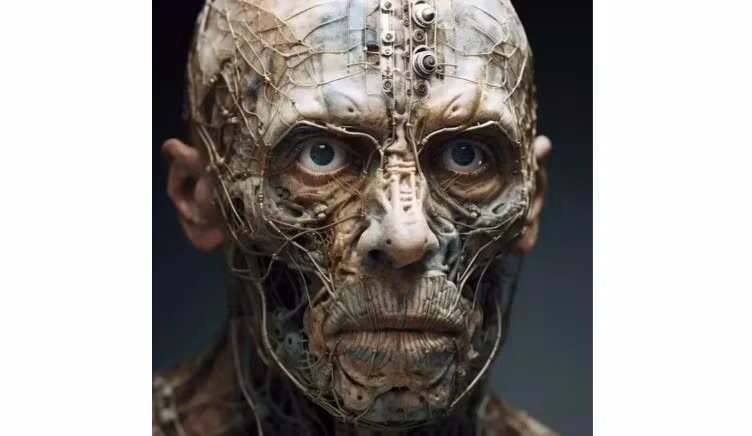 Kết quả cho thấy khuôn mặt con người bị bao phủ bởi mạng lưới dây điện kỳ lạ. (Ảnh: UNILAD)