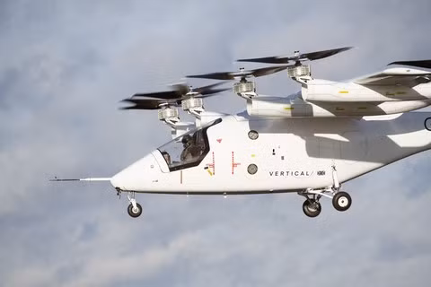 VX4 sử dụng hệ thống cánh quạt thông minh, hoạt động linh hoạt như trực thăng khi cất cánh và như máy bay khi bay ngang.(Ảnh: Aviation International News)