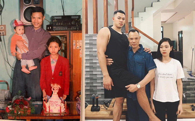 Chụp ảnh hệt năm xưa, con trai chỉ đứng cũng đủ làm bố “vẹo sườn” Chup anh het nam xua, con trai chi dung cung du lam bo “veo suon”