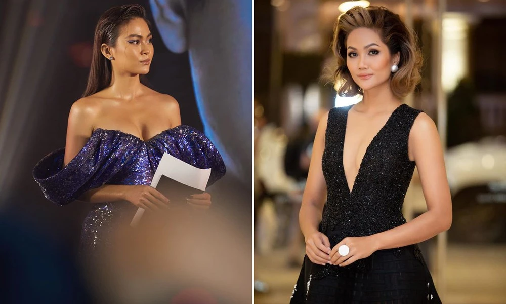 H'Hen Niê, Mâu Thuỷ "đốt mắt" fan với váy xẻ ngực sâu hút