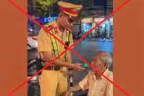 Dựng ảnh AI cụ ông bị CSGT thổi nồng độ cồn, thanh niên bị xử phạt