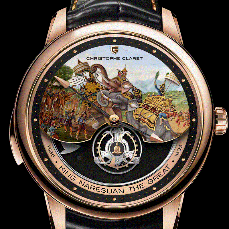 Christophe Claret tôn vinh Vua Naresuan (trong ảnh) - một trong những vị vua được kính trọng nhất của Thái Lan ở nửa trên của mặt đồng hồ.
