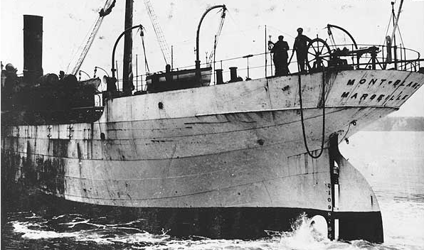 Trong khi đó, tàu SS Mont-Blanc của Pháp xuất phát từ New York, Mỹ đến Bordeaux, Pháp. Trên tàu chở những vật liệu dễ cháy nổ gồm: hàng trăm thùng chứa thuốc nổ TNT, axit Picric, nhiên liệu dễ cháy benzole và bông thuốc súng.