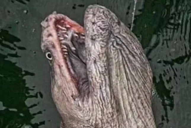 Câu được thủy quái khủng có hàm răng đáng sợ, cần thủ run bắn người