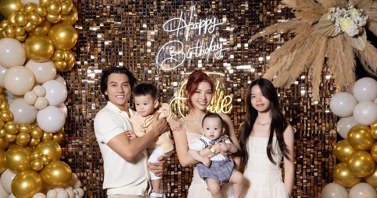 Phương Trinh Jolie diện váy gợi cảm, rạng rỡ đón sinh nhật bên chồng con