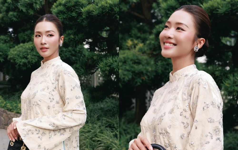 View - Khả Ngân diện áo dài dịu dàng, khoe nhan sắc trong trẻo và vóc dáng nuột nà | Báo Tri thức và Cuộc sống - TIN TỨC PHỔ BIẾN KIẾN THỨC 24H