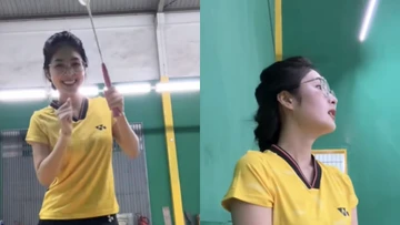 Quỳnh Alee lộ nhan sắc thật khi đoạn clip chơi cầu lông được đăng tải