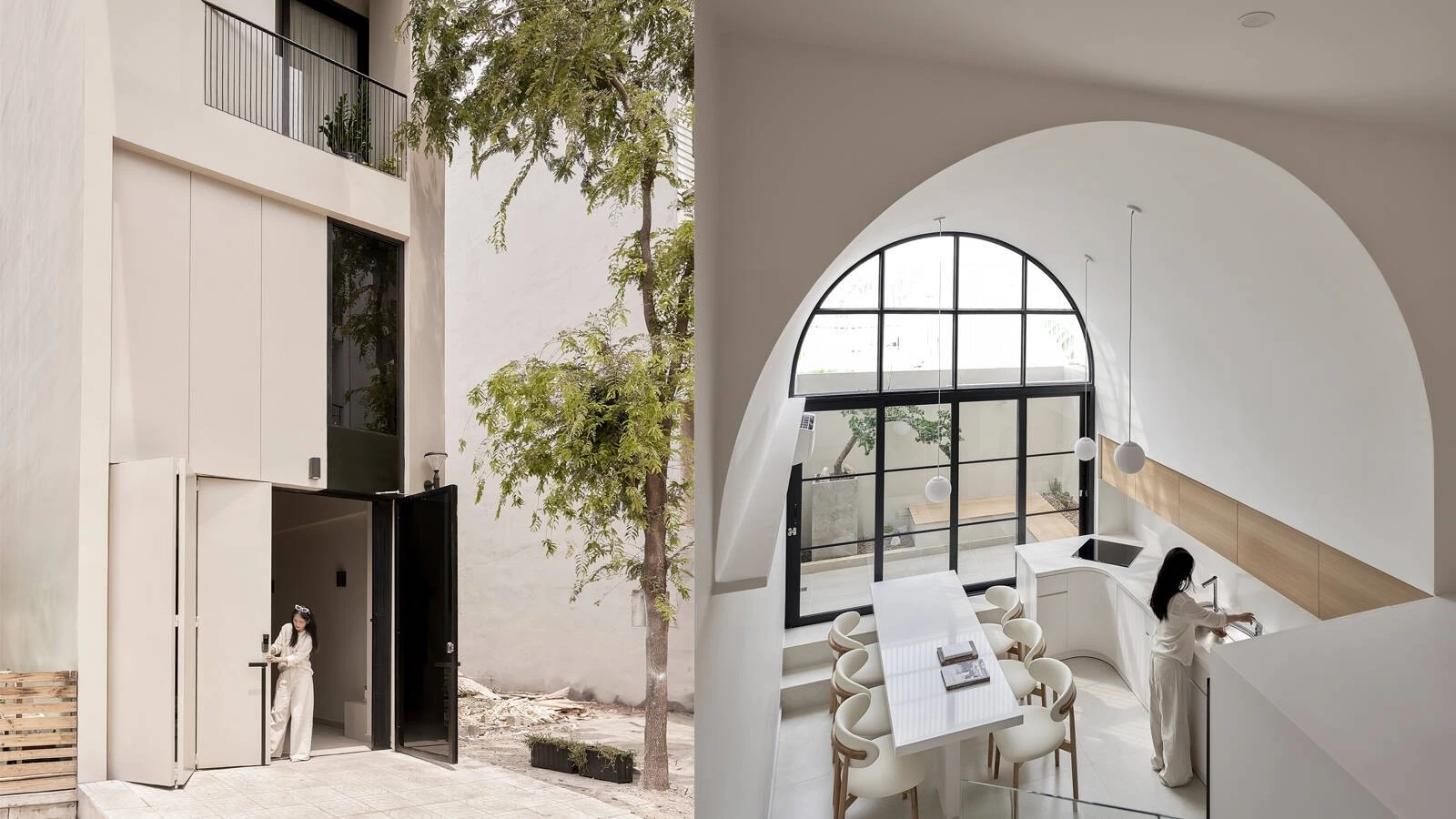 Nhà phố 3 tầng tối giản ngập sáng giữa đô thị