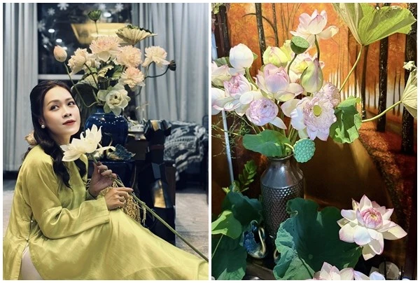 Căn nhà ngập hoa sen đẹp mê mẩn của BTV Hoàng Trang
