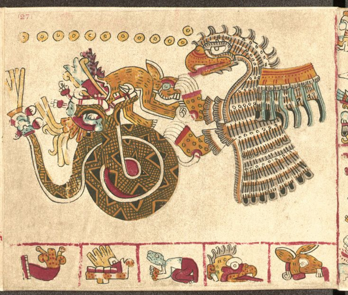 Bức phù điêu này giống với hình ảnh một con đại bàng vàng trong Codex Borgia, một bản thảo Aztec nổi tiếng có niên đại từ thế kỷ 16. Ảnh: @ Pinterest.