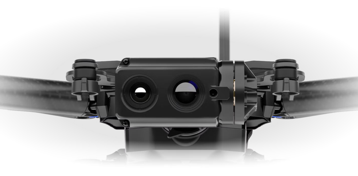 Tải trọng cảm biến kép của máy bay không người lái Skydio X2D Multiband bao gồm một camera màu và cảm biến nhiệt FLIR, cho phép người vận hành có khả năng trinh sát cả ngày lẫn đêm. Ảnh: @Skydio.