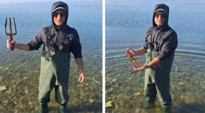 Các chuyên gia khảo cổ thuộc Bảo tàng İznik tin rằng, hiện vật bí ẩn này có thể có từ thời La Mã cổ đại. Một số người còn khẳng định, mảnh kim loại ba chấu này có thể liên quan đến cây đinh ba huyền thoại của Poseidon, vị thần hùng mạnh của biển cả! Ảnh: @Anatolian Archaeology.