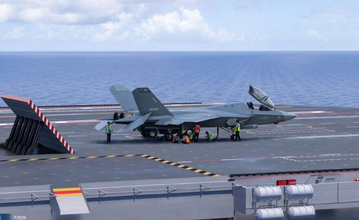 J-35A, trước đây được gọi là FC-31 Gyrfalcon, được thiết kế để hoạt động trên hạm đội tàu sân bay đang mở rộng của Trung Quốc. Ảnh: @ National Security Journal.