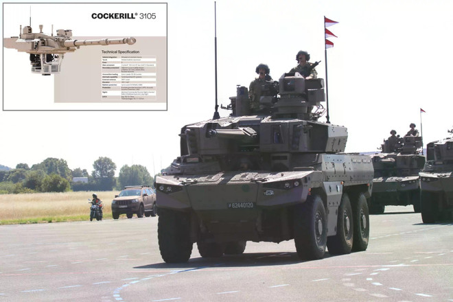 Xe trinh sát bọc thép EBRC Jaguar 6x6 của Pháp, được trang bị pháo CTA 40mm và tên lửa MMP, là xương sống trong quan hệ đối tác CaMo giữa Pháp và Bỉ. Hiện một biến thể trang bị pháo 105mm đang được xem xét nhằm tăng cường khả năng hỏa lực trực tiếp. (Nguồn ảnh: Army Recognition Group)