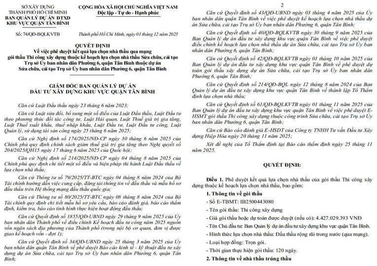 Công ty Nguyên Phúc 'đánh bại' đối thủ mắc lỗi kỹ thuật, thầu dự án 4,4 tỷ