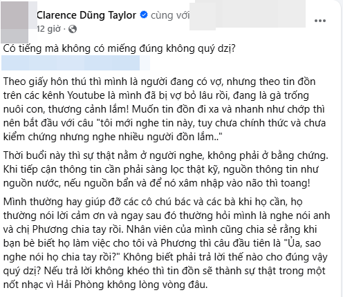 Chia sẻ của Dũng Taylor. Ảnh chụp màn hình. dungtaylor1.png