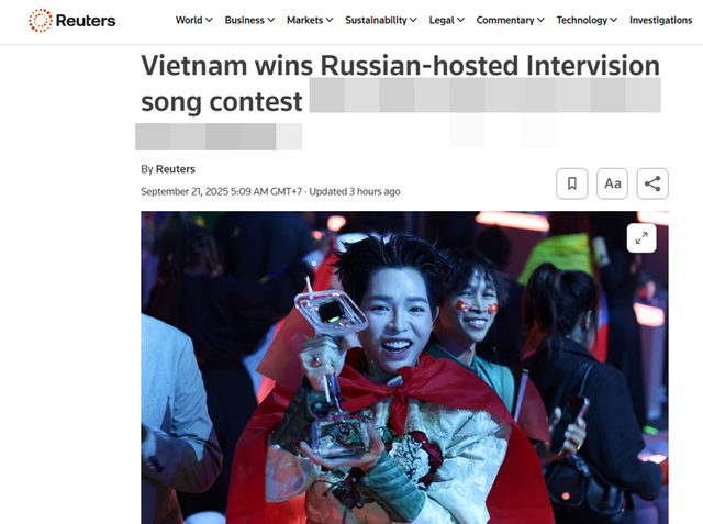 Reuters đưa tin về Đức Phúc. Ảnh chụp màn hình. ducphuc1.png