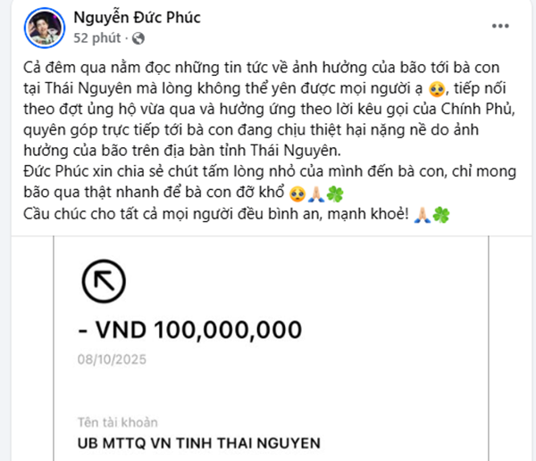 Chia sẻ của Đức Phúc. Ảnh: FB Đức Phúc. ducphuc1.png