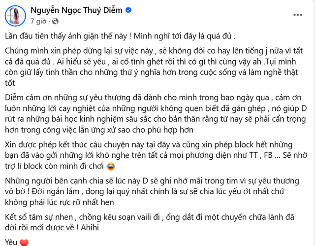 Chia sẻ của Thúy Diễm. Ảnh chụp màn hình. thuydiem.png