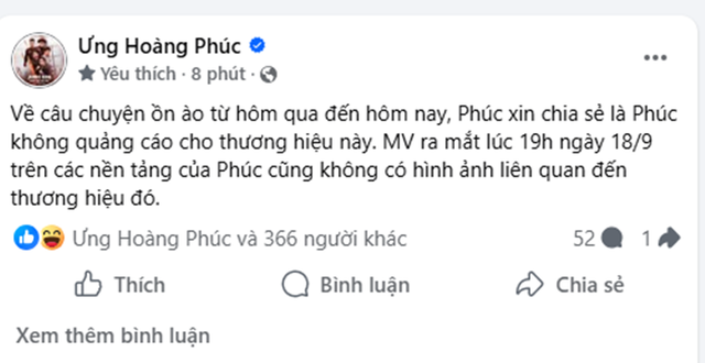 Chia sẻ của Ưng Hoàng Phúc. Ảnh chụp màn hình. phuc.png