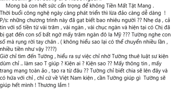 Chia sẻ của Cát Tường. Ảnh: FB Cát Tường. cattuong2.png