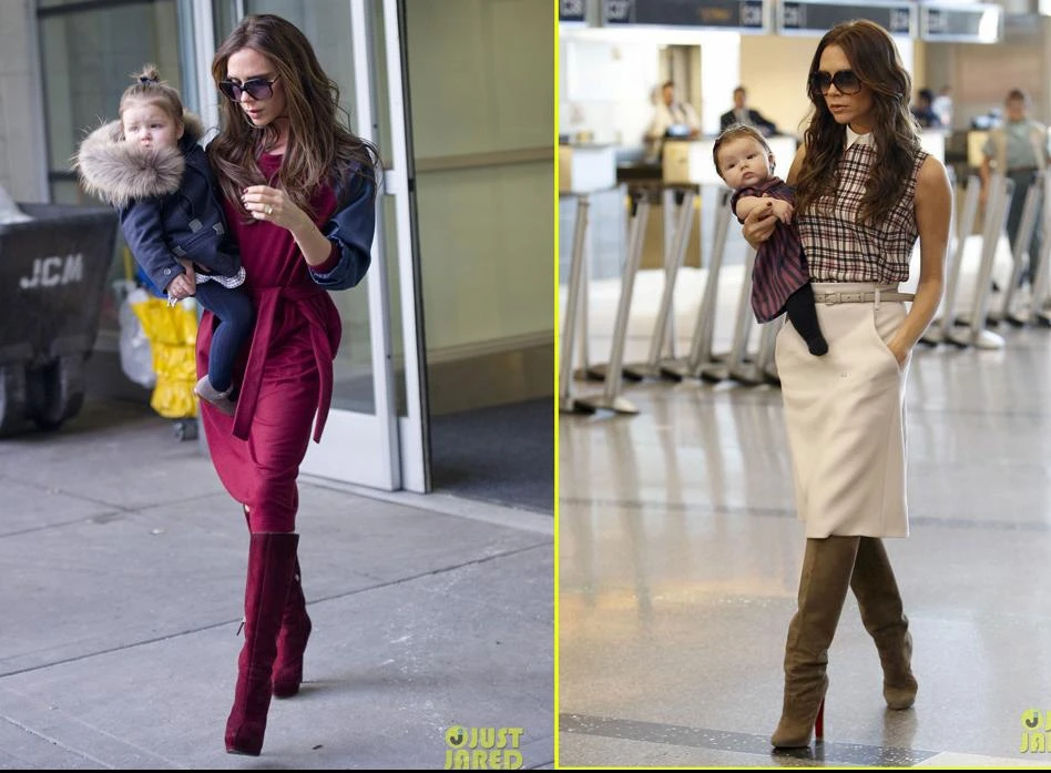Victoria Beckham chuộng mốt đầm dài mix cùng bốt cao cổ