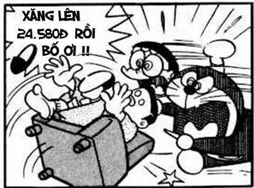 “Sặc mỳ tôm” với Đô-rê-mon chế xăng tăng giá