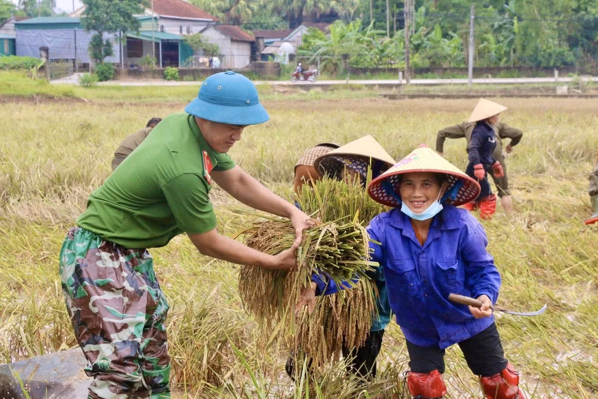 Chị Nguyễn Thị Hoa, người dân xã Thạch Ngọc (Thạch Hà), xúc động chia sẻ: “Lúa chín rộ thì mưa lũ ập đến, ngập hết cả cánh đồng nên gia đình tôi không kịp thu hoạch, tưởng chừng mất trắng. Nhờ các anh công an xã đến giúp, mấy ngày nay mới vớt vát được ít nhiều, bà con chúng tôi biết ơn các anh rất nhiều...”.