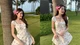 Hot girl Tăng Mỹ Hàn diện váy ngắn khoe chân dài miên man